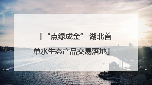 “点绿成金” 湖北首单水生态产品交易落地