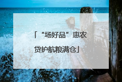 “场好品”惠农贷护航粮满仓