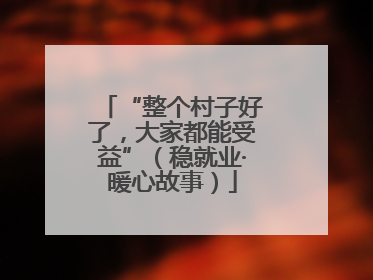 “整个村子好了，大家都能受益”（稳就业·暖心故事）