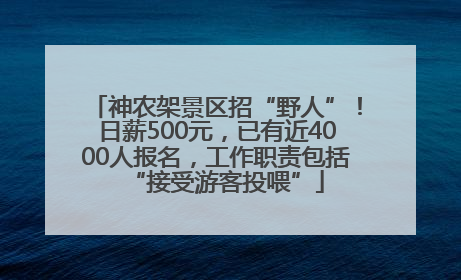 神农架景区招“野人”！日薪500元，已有近4000人报名，工作职责包括“接受游客投喂”