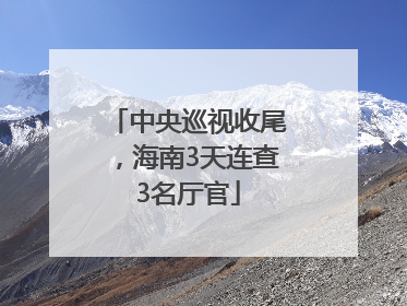 中央巡视收尾，海南3天连查3名厅官