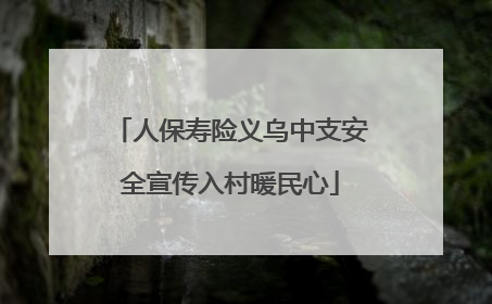 人保寿险义乌中支安全宣传入村暖民心