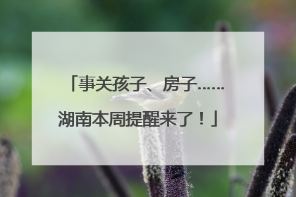 事关孩子、房子……湖南本周提醒来了！