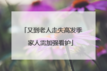 又到老人走失高发季 家人需加强看护