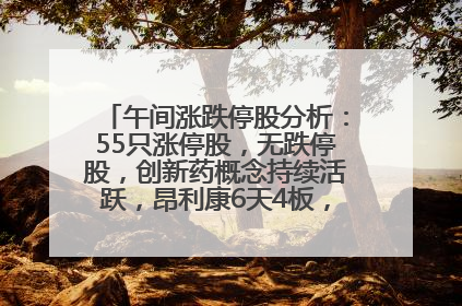 午间涨跌停股分析：55只涨停股，无跌停股，创新药概念持续活跃，昂利康6天4板，众生药业2连板