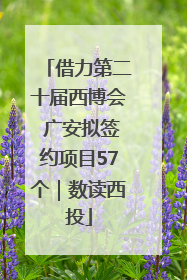 借力第二十届西博会 广安拟签约项目57个｜数读西投