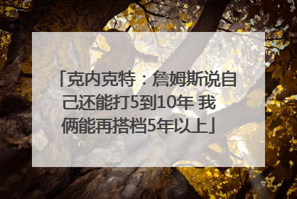 克内克特：詹姆斯说自己还能打5到10年 我俩能再搭档5年以上