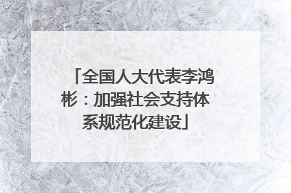 全国人大代表李鸿彬：加强社会支持体系规范化建设