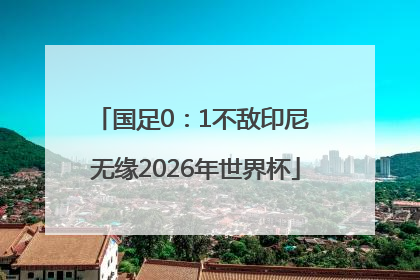 国足0：1不敌印尼 无缘2026年世界杯