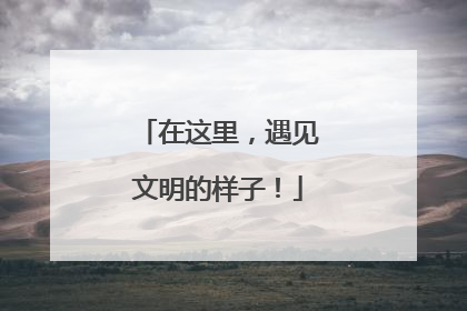 在这里，遇见文明的样子！