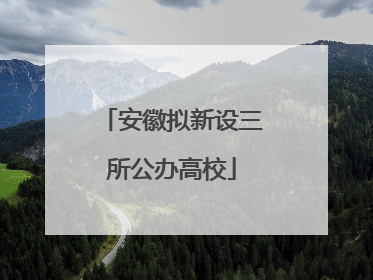 安徽拟新设三所公办高校