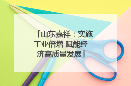 山东嘉祥：实施工业倍增 赋能经济高质量发展