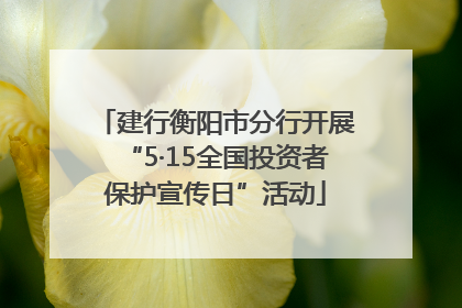 建行衡阳市分行开展“5·15全国投资者保护宣传日”活动