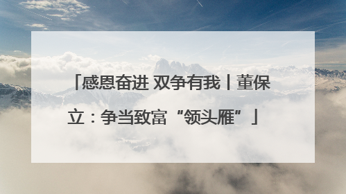 感恩奋进 双争有我丨董保立：争当致富“领头雁”