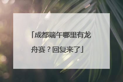成都端午哪里有龙舟赛？回复来了