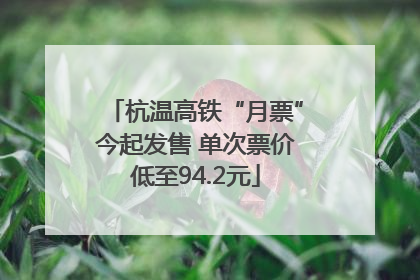 杭温高铁“月票”今起发售 单次票价低至94.2元