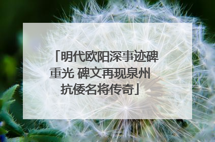 明代欧阳深事迹碑重光 碑文再现泉州抗倭名将传奇