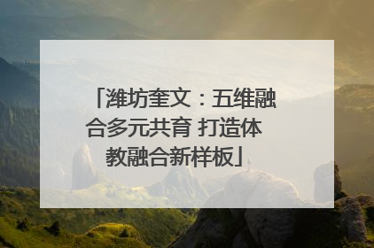 潍坊奎文：五维融合多元共育 打造体教融合新样板