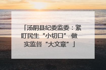 汤阴县纪委监委：紧盯民生“小切口” 做实监督“大文章”