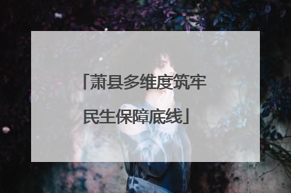 萧县多维度筑牢民生保障底线