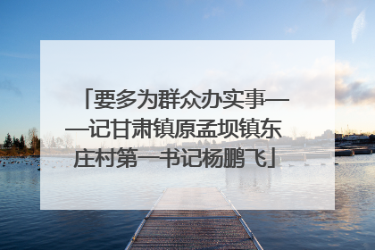 要多为群众办实事——记甘肃镇原孟坝镇东庄村第一书记杨鹏飞