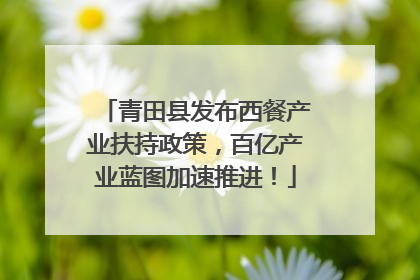 青田县发布西餐产业扶持政策，百亿产业蓝图加速推进！