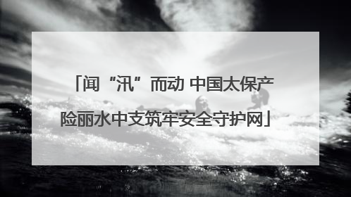 闻“汛”而动 中国太保产险丽水中支筑牢安全守护网