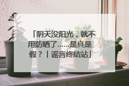 阴天没阳光，就不用防晒了……是真是假？丨谣言终结站
