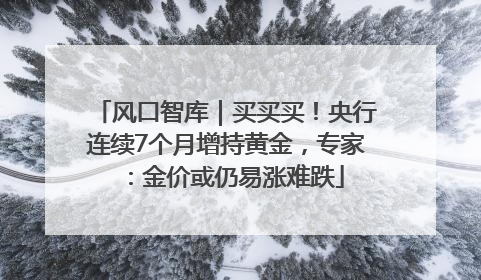 风口智库｜买买买！央行连续7个月增持黄金，专家：金价或仍易涨难跌