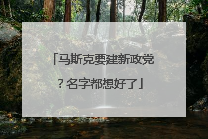 马斯克要建新政党？名字都想好了