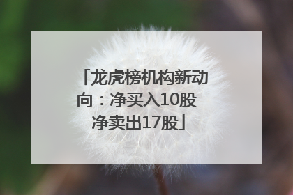 龙虎榜机构新动向：净买入10股 净卖出17股